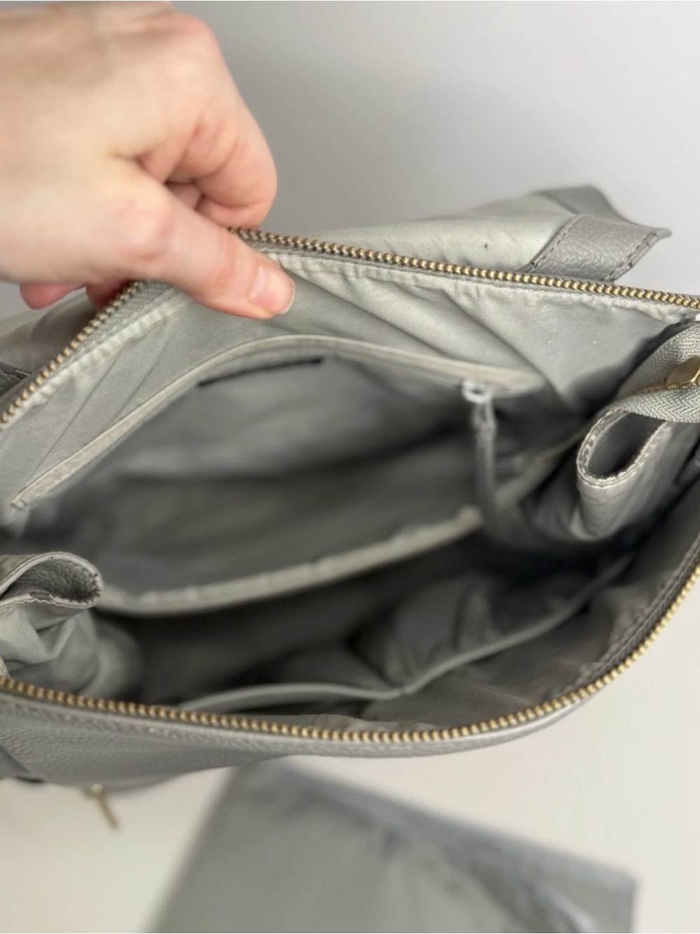 Freshly Picked Gray Leather Baby Backpack - Picture 7 of 12